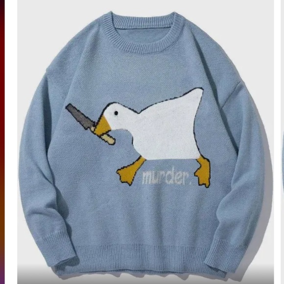 AELFRIC EDEN CUTE MURDER GOOSE PATTERN KNIT SWEATER. Size L. NWT - Picture 1 of 11